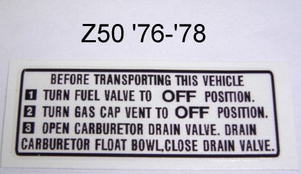 Decal Side Warning Honda Z50 '76-'78-hondanuts-Z50-CT70-QA50-SL70-XR75-parts-NOS-OEM-Honda