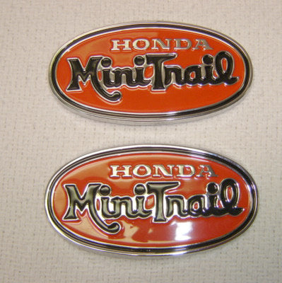 (22A) Gas Tank Badge Emblem Set Honda  Z50K2 Minitrail-hondanuts-Z50-CT70-QA50-SL70-XR75-parts-NOS-OEM-Honda