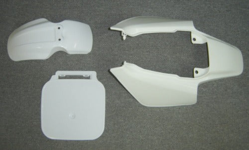 (01A, 02A) Plastics Set White Honda Z50R 1988 to 1999-hondanuts-Z50-CT70-QA50-SL70-XR75-parts-NOS-OEM-Honda