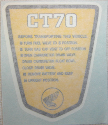Side Frame Decal Honda CT70K2-hondanuts-Z50-CT70-QA50-SL70-XR75-parts-NOS-OEM-Honda