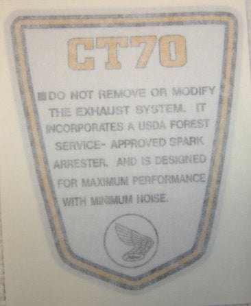 Side Frame Decal Honda CT70K3-77-hondanuts-Z50-CT70-QA50-SL70-XR75-parts-NOS-OEM-Honda