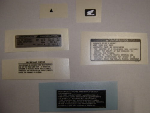 Warning Label Decal Kit Honda Z50R 1988-1999-hondanuts-Z50-CT70-QA50-SL70-XR75-parts-NOS-OEM-Honda