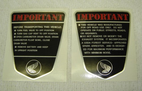 (09B/10B) Side Frame Decal Honda CT70 K0H 4 Speed Set-hondanuts-Z50-CT70-QA50-SL70-XR75-parts-NOS-OEM-Honda