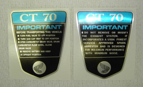 (09C/10C) Side Frame Decal Honda CT70 K1 3 Speed Set-hondanuts-Z50-CT70-QA50-SL70-XR75-parts-NOS-OEM-Honda