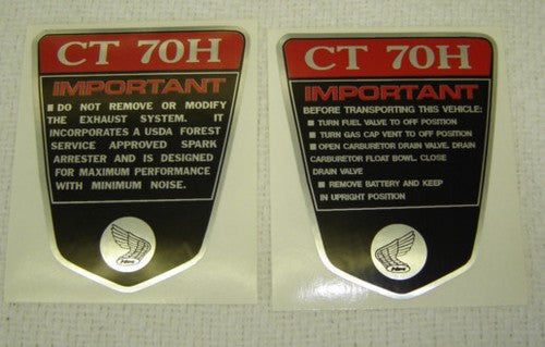 (09D/10D) Side Frame Decal Honda CT70 K1H 4 Speed Set-hondanuts-Z50-CT70-QA50-SL70-XR75-parts-NOS-OEM-Honda