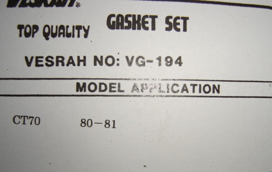 Gasket Kit Honda CT70 1980-1981-hondanuts-Z50-CT70-QA50-SL70-XR75-parts-NOS-OEM-Honda