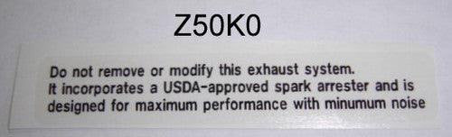 Decal Muffler Warning Honda Z50K0, K1, K2-hondanuts-Z50-CT70-QA50-SL70-XR75-parts-NOS-OEM-Honda