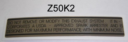 (13) Decal Muffler Warning Honda Z50K0, K1, K2-hondanuts-Z50-CT70-QA50-SL70-XR75-parts-NOS-OEM-Honda