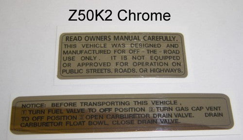 Decal Gas Tank Warning Honda Z50K0, K1, K2-hondanuts-Z50-CT70-QA50-SL70-XR75-parts-NOS-OEM-Honda
