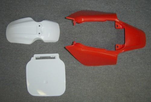 (01C, 02C) Plastics Set White/Red Honda Z50R 1988 to 1999-hondanuts-Z50-CT70-QA50-SL70-XR75-parts-NOS-OEM-Honda