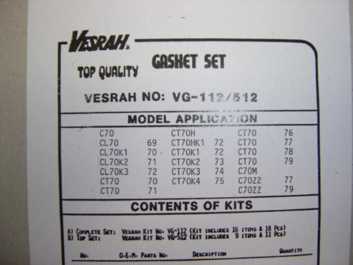 Top End Gasket Kit Honda CT70 K0-79-hondanuts-Z50-CT70-QA50-SL70-XR75-parts-NOS-OEM-Honda