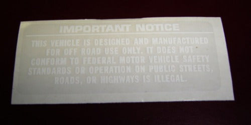 Decal Important Notice Honda Z50 Z50R-hondanuts-Z50-CT70-QA50-SL70-XR75-parts-NOS-OEM-Honda