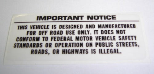 Decal Important Notice Honda Z50 Z50R-hondanuts-Z50-CT70-QA50-SL70-XR75-parts-NOS-OEM-Honda