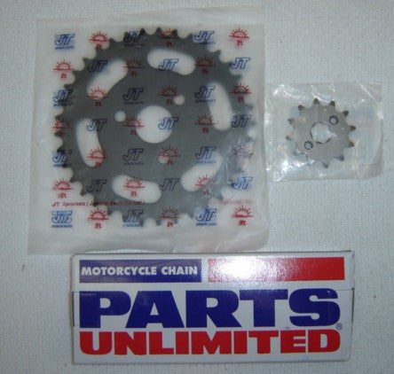 Drive Chain and Black Sprocket Kit Honda Minitrail Z50 Z50R-hondanuts-Z50-CT70-QA50-SL70-XR75-parts-NOS-OEM-Honda